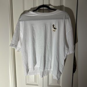 Primark White Short Sleeve Tee with Embroidered goose